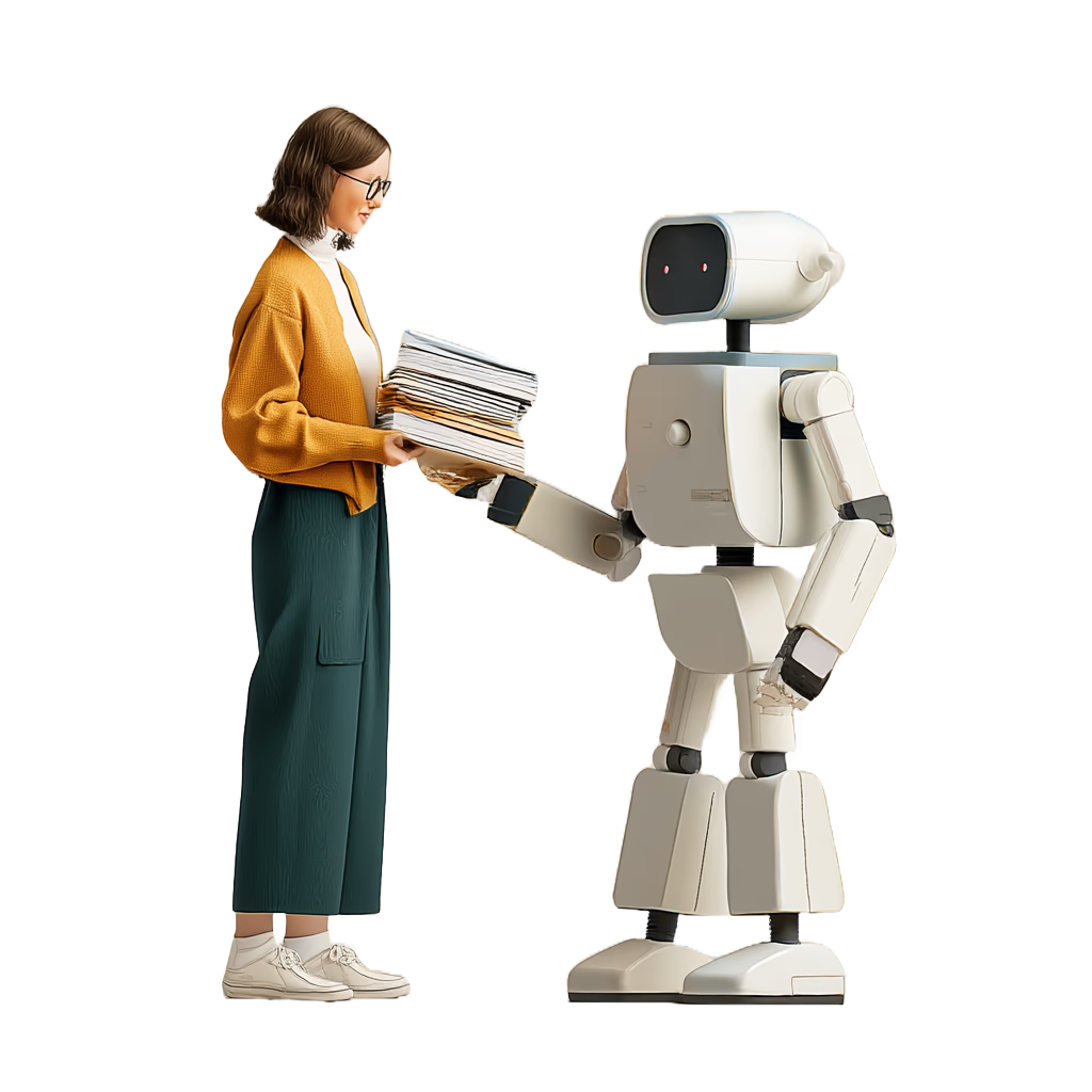 Person collaborating with AI robot